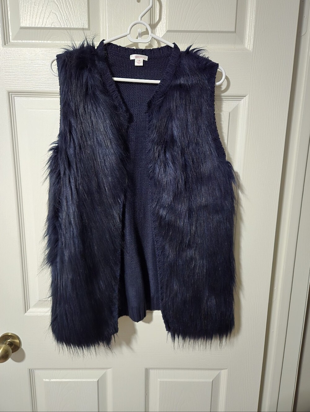 Navy Faux Fur Vest - Kids